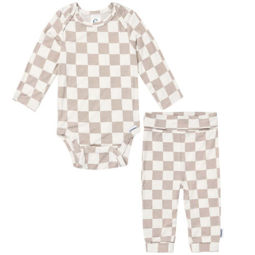 2-Piece Baby Neutral Taupe Check Onesie® Pant Set – Gerber Childrenswear