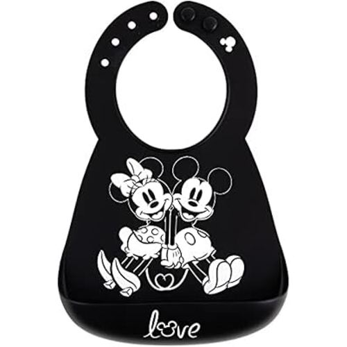 Bumkins Bibs, Silicone Pocket for Babies, Baby Bib for Girl or Boy, for 6-24 Months Up to Toddler, Essential Must Have for Eating, Feeding, Baby Led Weaning Supplies, Mess Saving, Mickey and Minnie