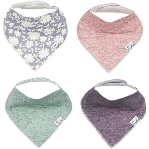 Copper Pearl 4 Pack Soft Cotton Baby Bibs for Drooling and Teething, Absorbent Drool Bibs for Baby Girl and Boy, Adjustable to Fit Newborns to Toddlers, Tons of Styles (Lacie)