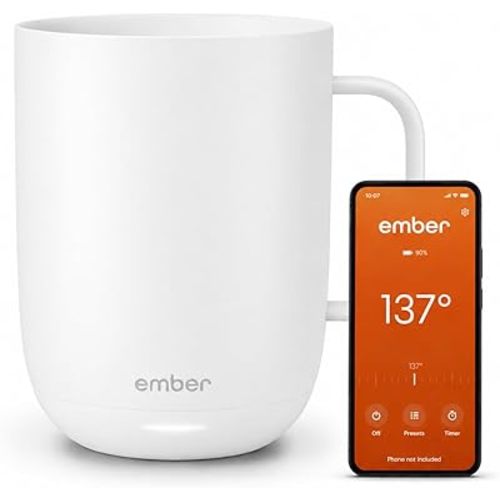 Ember Temperature Control Smart Mug 2, 14 Oz, App-Controlled Heated Coffee Mug with 80 Min Battery Life and Improved Design, White