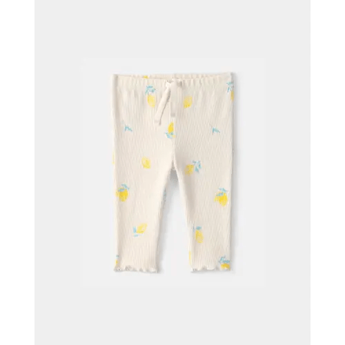 Baby Girl Lemon Rib Pants - Ivory | Carter's
