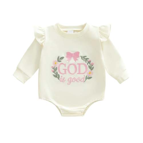 Baby Girl Autumn Casual Romper God Is Good Long Sleeve O Neck Letter E – August + Willow