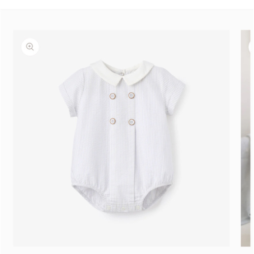 Blue Seersucker Button Front Bubble – Elegant Baby