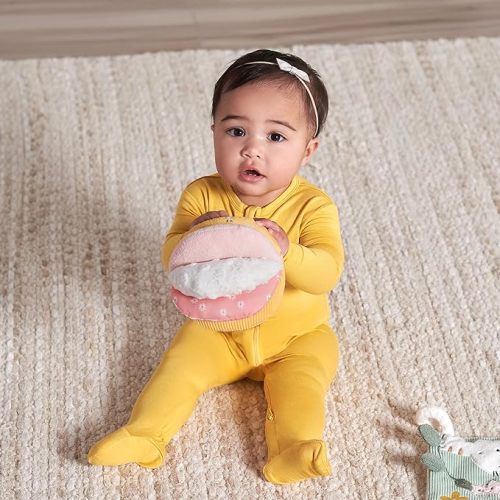 Gerber Baby Developmental Sensory Ball with Rattle Inside, Pink Yellow Floral Ball, One Size