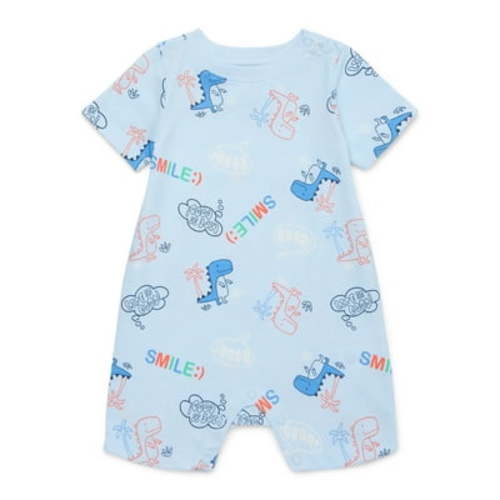 Garanimals Baby Boy Short Sleeve Slub Jersey Print Romper, Sizes 0-24 Months