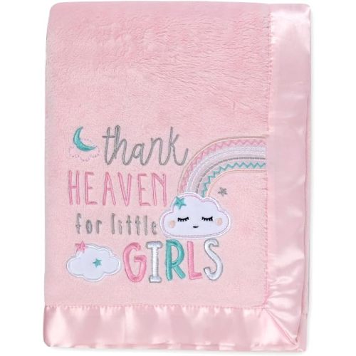 30x40 Fleece Baby Nursery Blanket with Satin Trim for Boys, Girls, and Unknown Gender Baby (Thank Heaven Girl 2)
