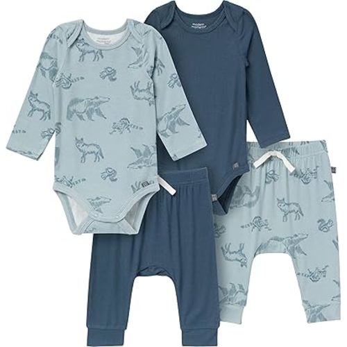 Modern Moments by Gerber Baby Viscose 4-Pack Bodysuit & Pant Set