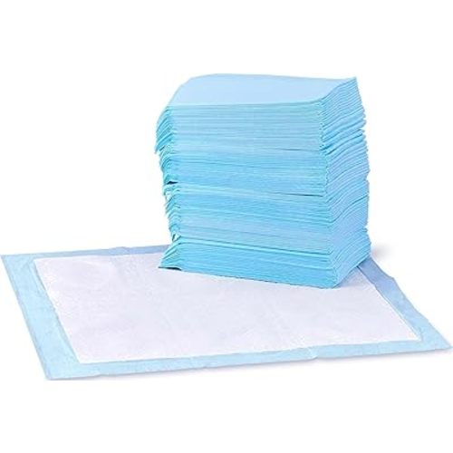 Amazon Basics Leak-Proof Dog and Puppy Potty Training Pee Pads with Quick-Dry 5-Layer Super Absorbent Design for Housebreaking, Regular Size 22x22", Blue & White, 150 Count