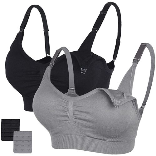 Stelle Nursing Bras Maternity Bra for Breastfeeding Pregnancy Wireless Bralette with Pads, Extenders & Clips Pack of 2/3