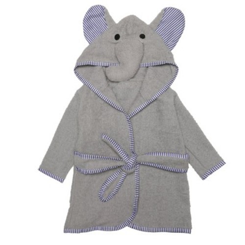 Everyday Kids 3D Gray Elephant Hooded Robe – Soft Terry, Gender-Neutral Baby Bath Essential with Ears & Trunk for Boys & Girls, Size 0–9 Months