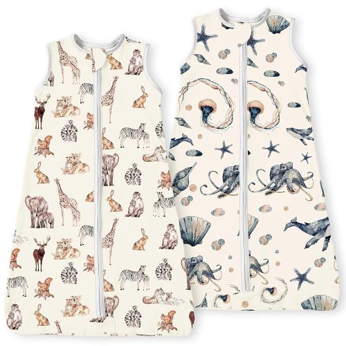 Baby Sleep Sack 6-12-15 Months Light Wearable Blanket for Babies with 2-Way Zippers, 0.5 TOG Premium Soft Breathable Sleeping Bag for Baby Boys Girls 2-Pack