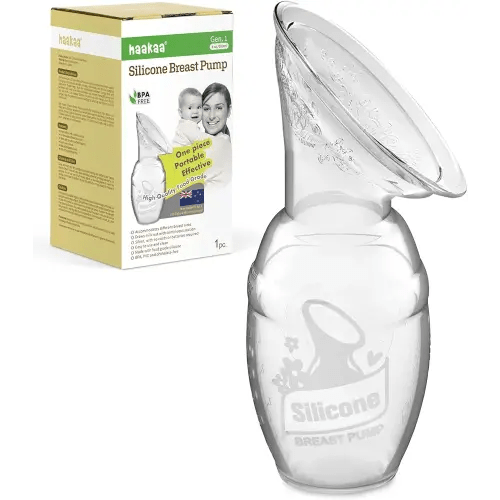 Haakaa Silicone Breastfeeding Manual Breast Pump Milk Pump 100% Food Grade Silicone BPA PVC and Phthalate Free, Clear