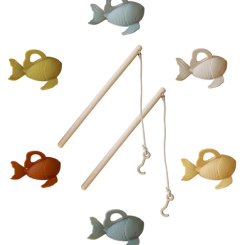 Silicone and Wood Fishing Play Set