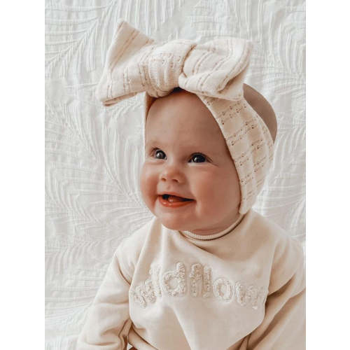 Luna + Luca Pointelle Bow Headband - Cream
