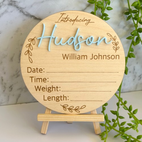 Personalised Birth Announcement Plaque | Custom Birth Baby Announcement