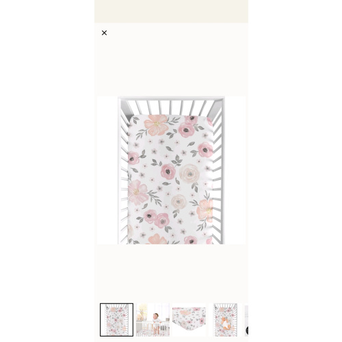 Sweet Jojo Designs Blush Pink, Grey and White Watercolor Floral Collection Fitted Crib Sheet