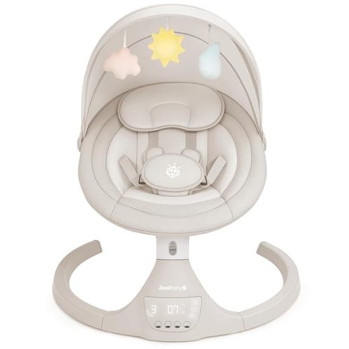 Jool Baby Nova Baby Swing for Infants – Bluetooth Music, Remote (Oatmeal)