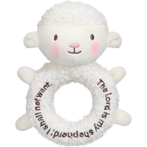 Karenhi Lamb White Stuffed Animal Little Stuffed Animal Praying Baptism Soft Plush Snuggle God's Toy Embroidered Religious Gifts for Boys Girl Baby Shower Mom Barnyard Nursery Decor Doll Toy