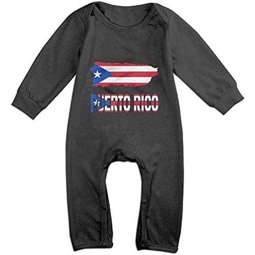 Puerto Rico Map Flag - Long Sleeve Baby Bodysuit Unisex Infant Footie Rompers