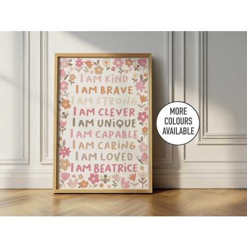 Floral Affirmation Print: Personalised Nursery Decor