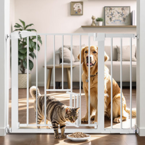Toocapro Auto Close Safety Gate With Cat Door, 29.5"-40.5" Extra Wide Dog Gate, Pressure Mounted Easy Walk Thru Pet Gate & Reviews | Wayfair