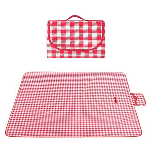 Large Picnic Blanket Waterproof and Sand Proof -59x39 inch Large Outdoor Beach Mat, Portable Foldable Blanket, Suitable for Camping, Parks, Families, Adults, Children, and Pets (Red-M)
