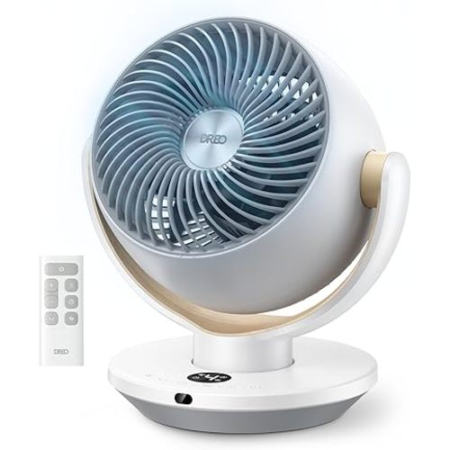 DREO Fan for Bedroom, Desk Air Circulator Fans with Remote, 11 Inch Table Fan for Whole Room, 65ft Powerful Airflow, 120° Vertical Manual and 90° Oscillating, 4 Speeds, 8H Timer, 25dB Quiet, Home