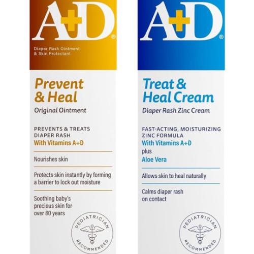 A+D Original Diaper Rash Ointment + Zinc Oxide Diaper Rash Cream 4oz Variety Pack - Prevents & Treats - Moisturizing Skin Protectant With Vitamins A & D
