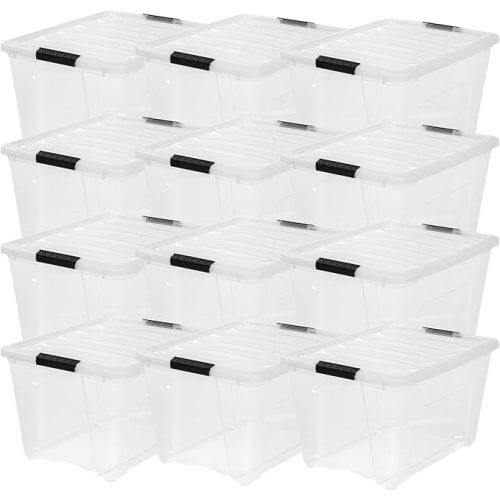 IRIS USA 13 QT Plastic Storage Box with Lid and Latches - 6 Pack - BPA-Free, See-Through Organizing Solution, Durable Nestable Stackable Containers, Secure Pull Handle - Clear
