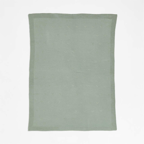 Pointelle Knit Verte Green Baby Stroller Blanket