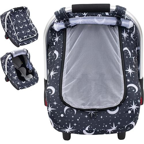 Baby Car Seat Cover with UV Sun Protection and Peek-a-Boo Mesh Window