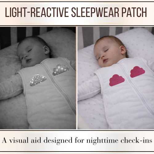 Baby sleep sack patch for nursery monitor visibility cloud shape iron on for baby pajamas and newborn gift reflective sleep sack patch