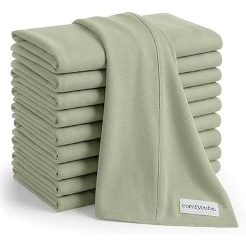Comfy Cubs Baby Burp Cloths Set (Pack of 10) - Large, 6-Layer, Ultra Absorbent 100% Cotton for Infant Spit-Up, Drool, and Messes - Soft, Gentle, Thoughtful New Born Baby Gifts, Sage
