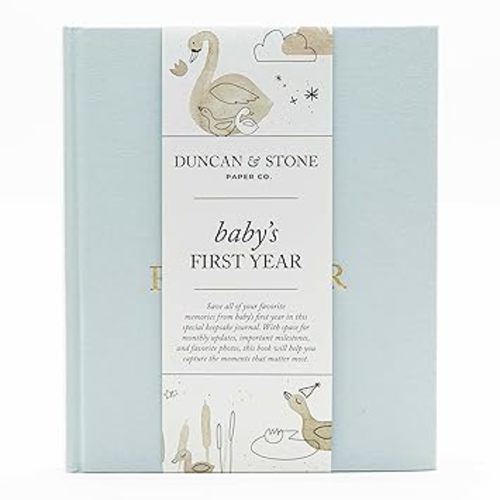 Baby First Year Book - Heirloom Keepsake Baby Memory Book to Record Important Milestones, Photos & More - Pregnancy Books (Sky Blue,112 Pages)
