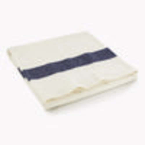 Classic Natural Wool Baby Blanket - Navy Stripe