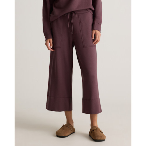 SuperSoft Fleece Cropped Wide Leg Pants in Dried Fig