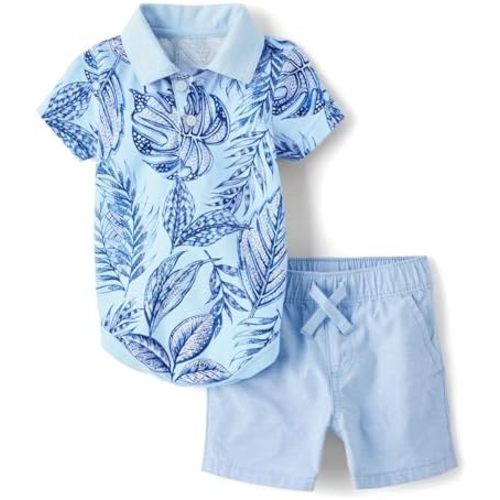 The Children's Place baby-boys And Newborn Short Sleeve Button Down Shirt and Shorts 2 Piece Set