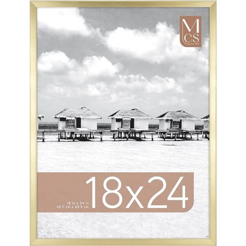 MCS Foundation 18x24 Poster Frame Traditional Brass, Vertical & Horizontal Wall Hanging Large Picture Frame for Photos, Posters & Art Prints (1-Pack)