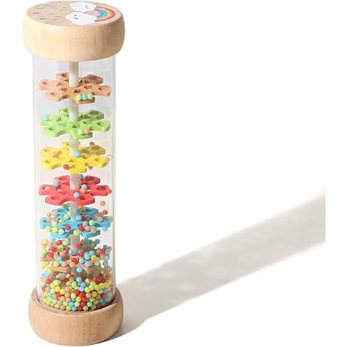 Rain Stick, Montessori Toys Suitable for 6–12 Months 1 Year Olds Baby Wooden Sensory Rattle, Musical Toy—A Perfect Gift for Newborns and Toddlers Aged 6 7 8 9 12 Months for Both Boys and Girls