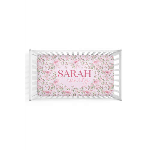 Bows in Bloom Personalized Crib Sheet
