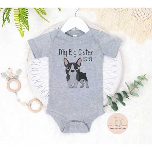 Boston Terrier Sibling Bodysuit: "My Big Brother/Sister" - Soft Polyester