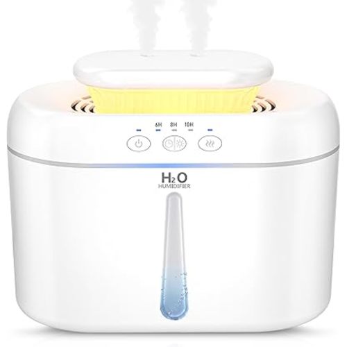 COO Humidifiers for Bedroom, 2L Tank for Large Room, 30 Hour Runtime, 28dB Quiet Cool Mist Humidifier for Home, Baby Nursery, Plants, Indoor, Office, Easy to Fill & Clean,Night Light and Auto Shut-off