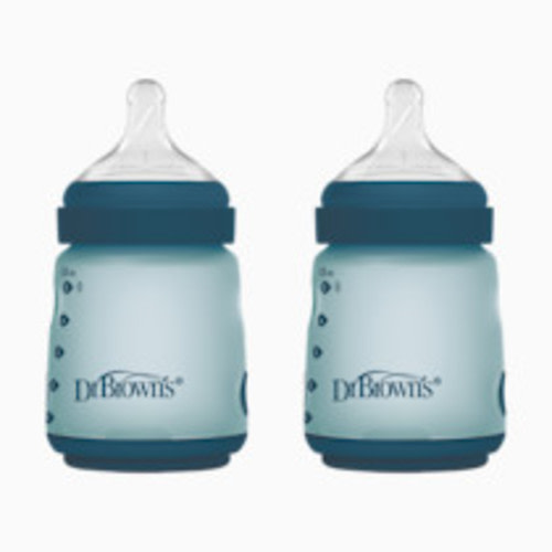 Dr. Brown's Options+ Wide-Neck Silicone Baby Bottles - Blue, 5 Oz