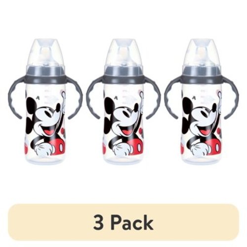 (3 pack) NUK Disney Learner Cup, Mickey Mouse, 10 oz, Soft Spout Sippy Cup, 6+ Months, Unisex