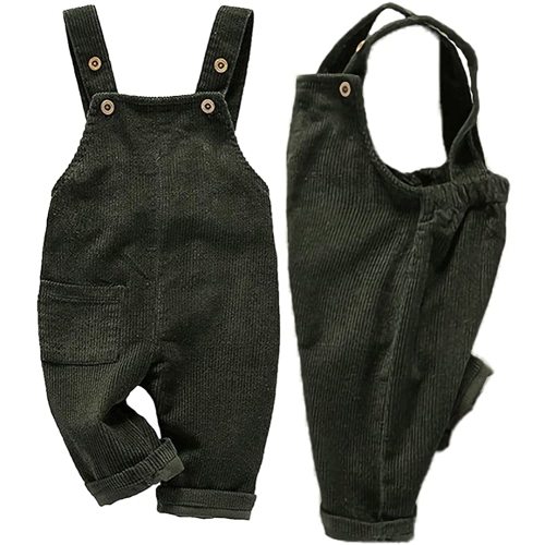 Mornyray Toddler Boy Girl Soft Corduroy Suspender Pants Kids Overalls Loose Retro