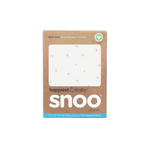 Happiest Baby SNOO Bassinet Fitted Sheet - 100% Organic Cotton Nursery Bedding - Fits SNOO Sleeper Crib Mattress (Ivory Cherries)