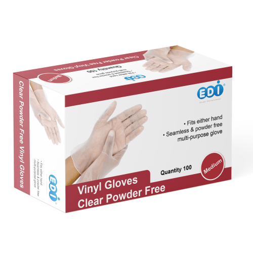 EDI Disposable Medium Vinyl Gloves - Powder-Free, Latex-Free 100