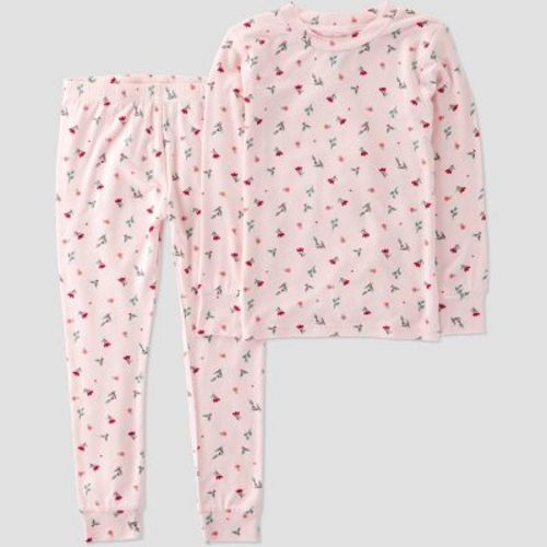 Carter's Just One You® Toddler Girls' 2pc Holiday Floral Short Sleeve Comfy Soft Pajama Set - Pink