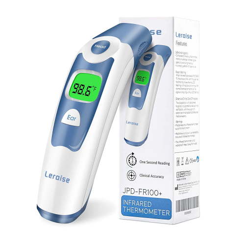 METENE Forehead and Ear Thermometer for Baby, Infrared Digital Thermometer with Fever Alarm, LCD Display, Memory Recall