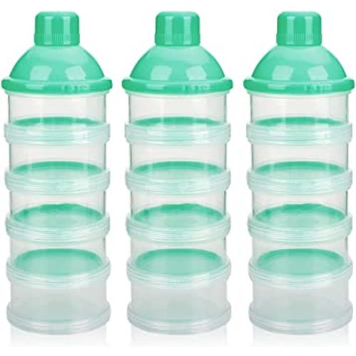 Accmor Formula Dispenser On The Go, 5 Compartments Stackable Formula Container for Travel, Baby Milk Powder Kids Snack Container, BPA Free